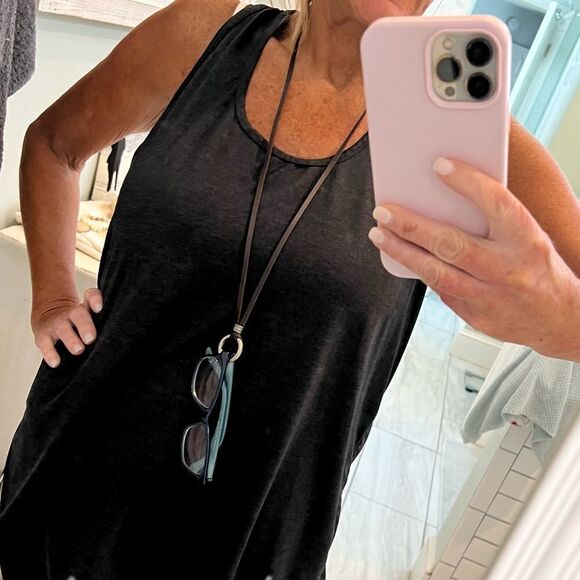 Boho 36” leather necklace with silver O Ring- can be used as hanger for glasses - Picture 8 of 8